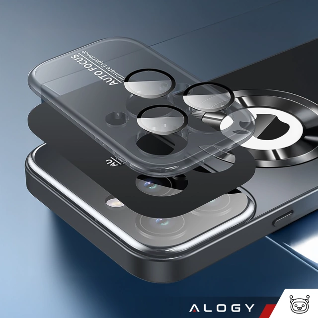 Etui do Apple iPhone 16 Pro Max obudowa Alogy MagSafe LuxeShield™ Case z ochroną obiektywów do MagSafe Graphite Black + szkło hartowane
