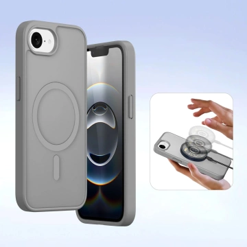 iPhone 16e Dux Ducis Lawa Lederhülle mit MagSafe Wallet Grau