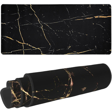 Schreibtischunterlage für Maus und Tastatur. Rutschfeste Gaming-Schutzmatte XXL 90 x 40 Alogy Marble schwarz