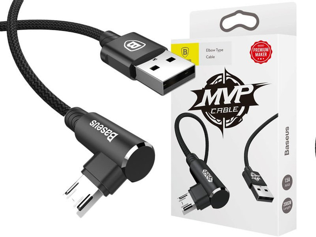 Kabel Baseus MVP Elbow kątowy dwustronny micro USB 2m Black