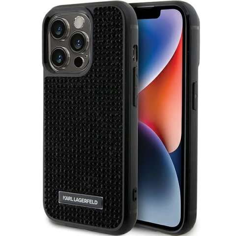 Etui Karl Lagerfeld KLHCP15LHDSPLK do iPhone 15 Pro 6.1" czarny/black hardcase Rhinestone Logo Metal Plate