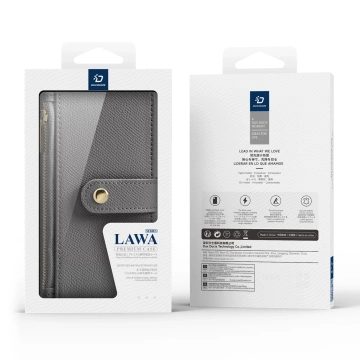 iPhone 16 MagSafe Lederhülle Dux Ducis Lawa Wallet – Grau