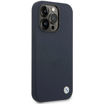Etui na telefon BMW BMHMP14LSILNA do Apple iPhone 14 Pro 6,1" granatowy/navy Silicone Metal Logo MagSafe