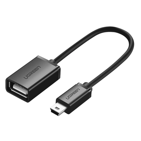 Ugreen US249 Mini-USB-B-auf-USB-A-OTG-Adapter, 10 cm, 480 Mbit/s, Schwarz
