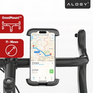 Uchwyt rowerowy do telefonu 4.7–6.8" – regulowany, obrót 360°, stabilne mocowanie na kierownicę roweru i motocykla – Alogy Sport Pro-Fit™ Czarny