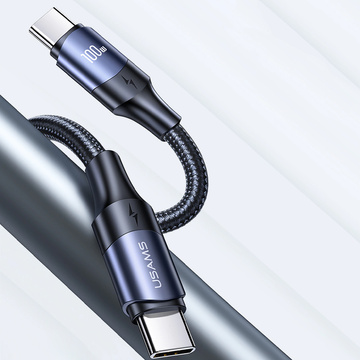 USAMS USB-C auf USB-C 100 W PD Schnellladung QC FCP 3 m schwarzes Kabel