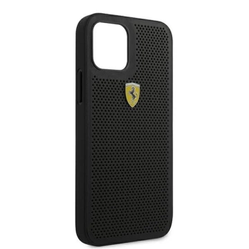 Ferrari iPhone 12/12 Pro 6.1" Handyhülle schwarz/schwarz Hardcase On Track Perforated