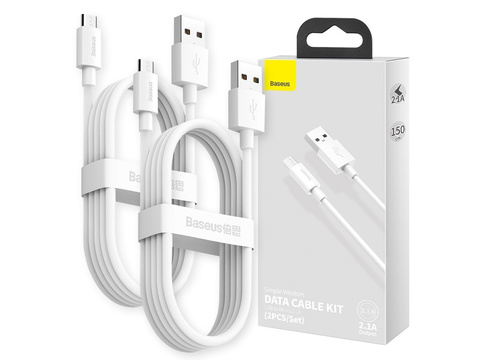 Kabel 1.5m Baseus przewód x2 USB - micro USB 2.1A White