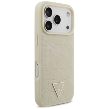 Etui Guess MagSafe do iPhone 17 Pro Croco Triangle Logo Gold