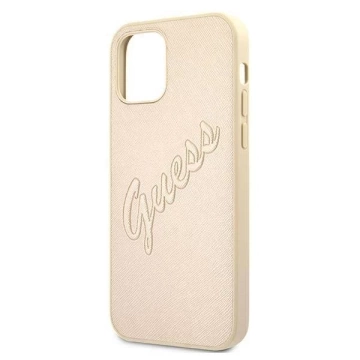 Guess GUHCP12LRSAVSLG iPhone 12 Pro Max 6,7" złoty/gold Hardcase Saffiano Vintage Script