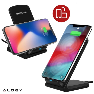 Alogy Qi Stand Charger kabelloses Induktionsladegerät für Telefonständer-Ladestation 15 W Schwarz