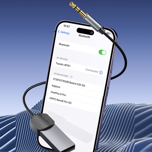 Adapter Audio Transmiter Odbiornik dźwięku UltraBoost Bluetooth Aux USB Szary