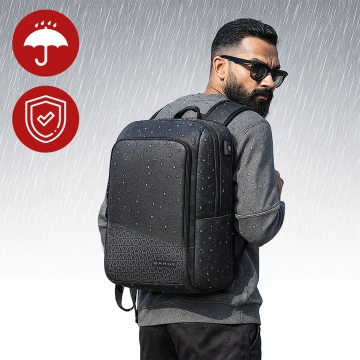 Bange wasserdichter Rucksack für 15,6-Zoll-Laptop, Stadtreisender, 45 x 30 x 16 cm, für Arbeit, Flugzeug, Herren, Damen, mit USB-Anschluss Schwarz