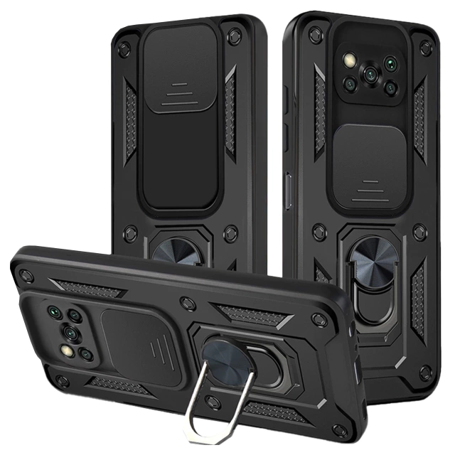 Etui z osłoną aparatu Alogy Camshield Stand Ring do Poco X3 Pro / NFC czarne