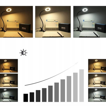 Lampa lampka LED elastyczna pierścieniowa Alogy klips ring na biurko giętka uniwersalna pilot USB Czarna
