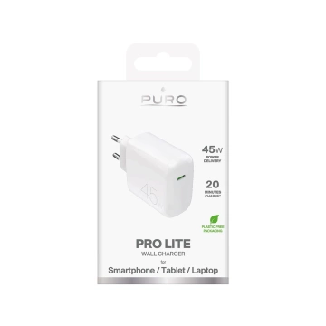 Ładowarka sieciowa Puro PROLITE 45W USB-C biała szybkie ładowanie PD
