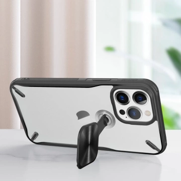 Nillkin Cyclops Case Strapazierfähige Hülle mit Kameraabdeckung und faltbarem Ständer für iPhone 13 Pro Max in Schwarz