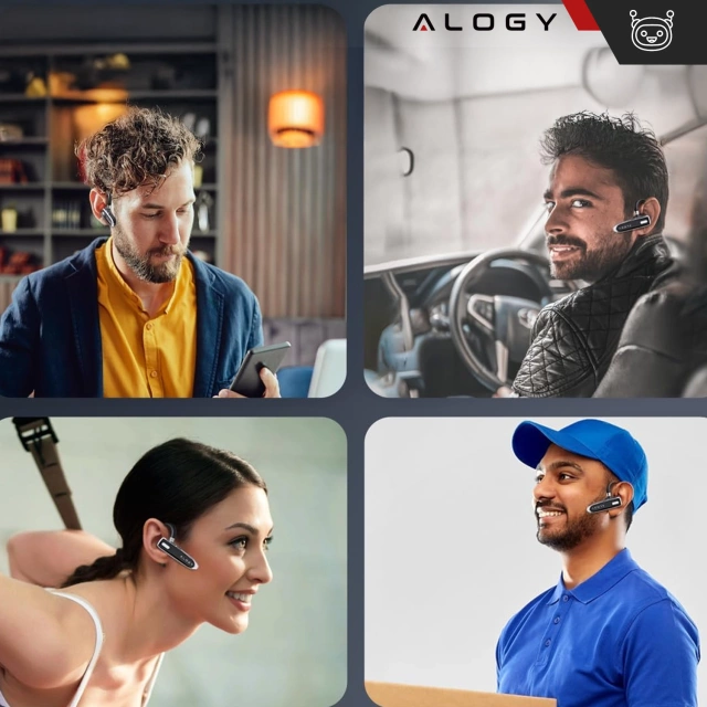 Słuchawka Bezprzewodowa Bluetooth 5.1 dla kierowcy 12H rozmów zestaw z etui ładującym zestaw słuchawkowy Alogy Czarna