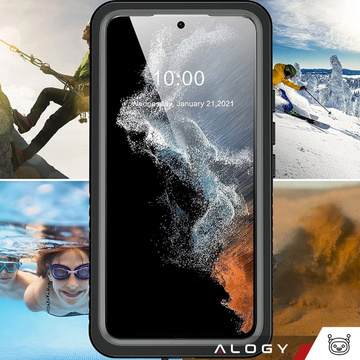 Wasserdichte Hülle für Samsung Galaxy S21 FE 360 Alogy Armored Armor IP68 mit Umhängeband Schwarz