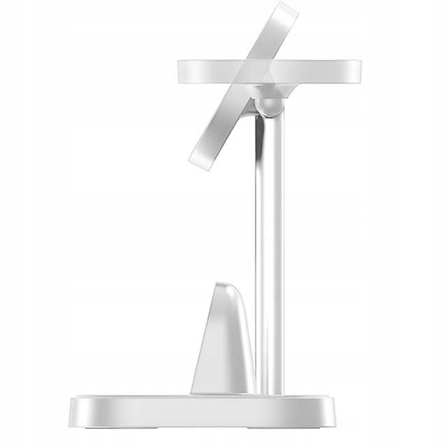 Ładowarka indukcyjna Qi Mag Safe 15W do iPhone Apple Watch AirPods 3w1 bezprzewodowa stojak podstawka biała