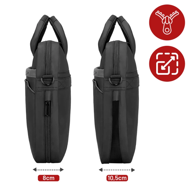 Torba na Laptopa 15.6" Mark Ryden, Wodoodporna, Elegancka i Pojemna 9L, Lekka 0.5 kg, z Kieszenią na Laptopa i Tablet 9.7", Pasek na Walizkę – Czarna