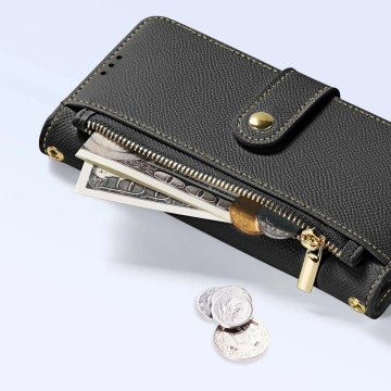 Dux Ducis Lawa Schwarze iPhone 16e Hülle mit schwarzer MagSafe Wallet