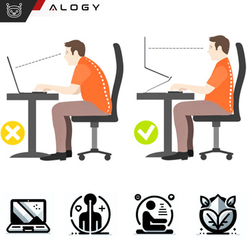 Uchwyt na laptop Macbook tablet 18" stojak podstawka składany regulowany aluminiowy na biurko 25 x 26cm Alogy Czarny