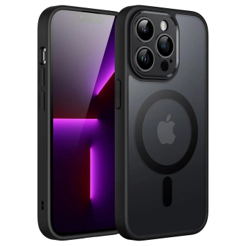 Hülle für Apple iPhone 13 Pro Max Alogy MagSafe Hybrid Matte Case Matte Cover mit Linsenschutz Schwarz