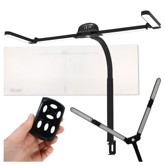 Lampa Biurkowa LED do Monitora ze Składaną Konstrukcją, Regulowaną Jasnością i Pełnym Spektrum Światła, z Mocowaniem do Blatu, Ochrona Oczu, Alogy VisionBar™ – Czarna