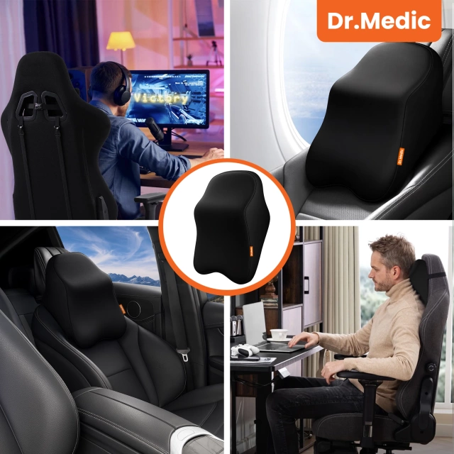 Poduszka do Samochodu pod Głowę Kark Szyję DR.MEDIC ErgoNeck™ Ergonomiczna poduszka na fotel zagłówek krzesło gamingowa do biura auta dla kierowcy pasażera