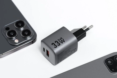 FORCELL F-ENERGY GaN Ladegerät Typ C USB A PD QC4.0 3A 33W Grau