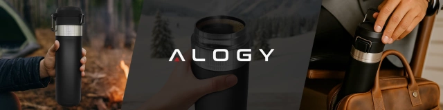 Kubek termiczny Termos Alogy ThermoGo™ 800ml Stalowy Szczelny Pakowny Podróżny do Kawy i Herbaty Sportowy Długo Trzymający Ciepło do Auta i Plecaka Czarny