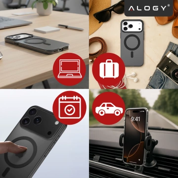 Hülle für Apple iPhone 16 Pro Max Alogy MagSafe Hybrid Matte Case Matte Cover mit Linsenschutz Schwarz