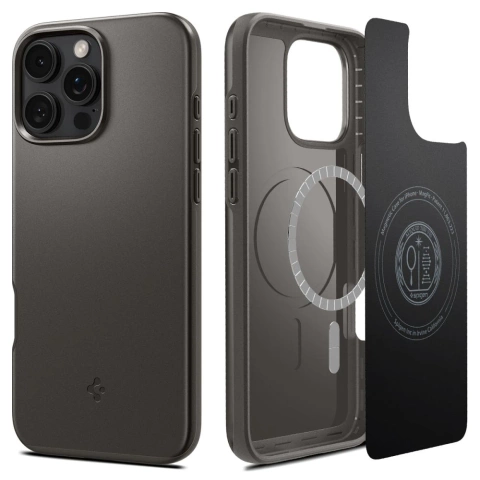 Etui do iPhone 16 Pro Spigen Thin Fit Mag Gunmetal MagSafe