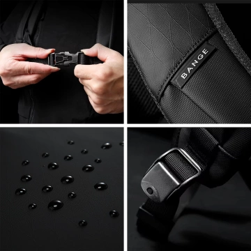 Bange wasserdichter Rucksack für 15,6-Zoll-Laptop, Stadtreisender, 45 x 30 x 16 cm, für Arbeit, Flugzeug, Herren, Damen, mit USB-Anschluss Schwarz