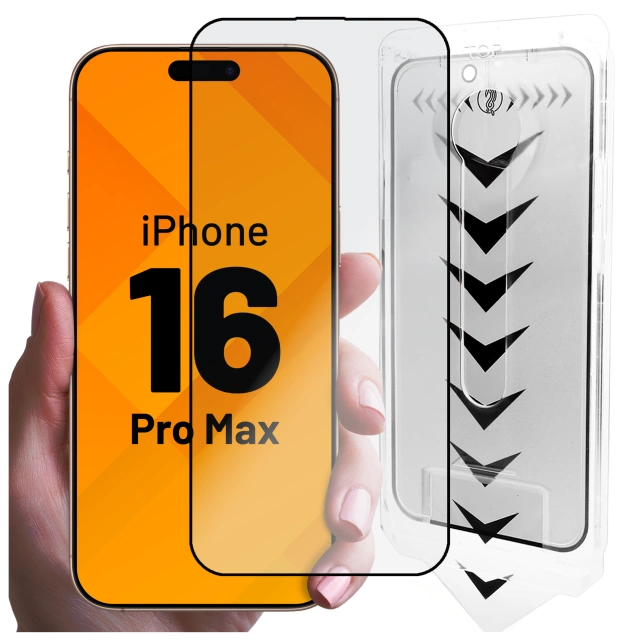 Szkło hartowane do Apple iPhone 16 Pro Max ochronne szkiełko na ekran 9H Alogy EasyShield™️ z ramką montażową