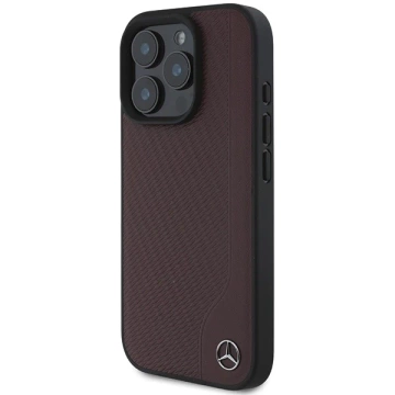Etui Mercedes für iPhone 16 Pro Max 6,9" Czerwony MagSafe Hardcase MB Wood Kunstleder