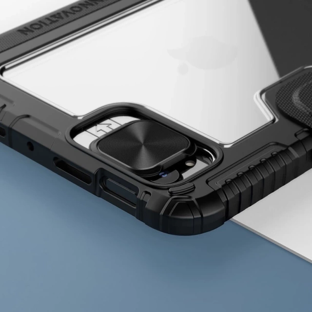 Nillkin Bumper Leather Case Pro pancerne etui Smart Cover z osłoną na aparat i podstawką iPad mini 2021 czarny