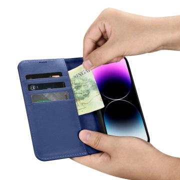 iCarerWallet Case 2in1 Handyhülle für iPhone 14 Pro Max Anti-RFID Flip Leather Cover