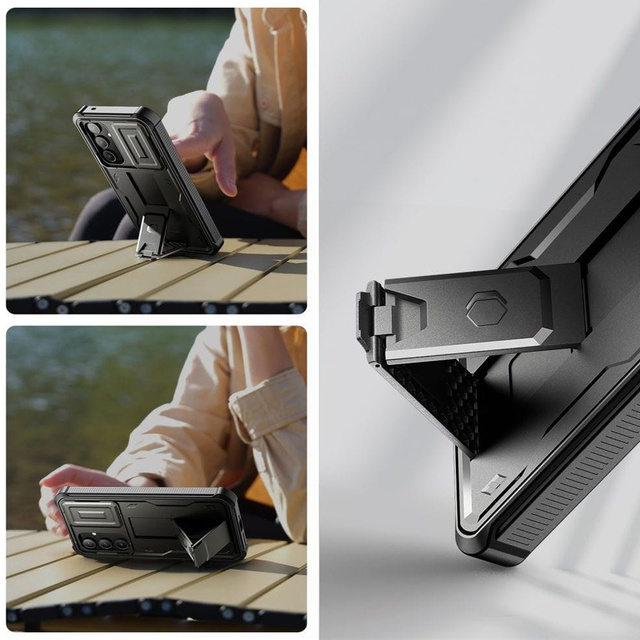 Etui do Samsung Galaxy A55 5G obudowa Kevlar Case Cover 360 z ochroną ekranu i aparatu Slide czarne