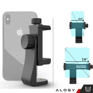 Telefonadapterhalter für Selfie-Stick-Stativ 1/4 drehbar 360 ​​universell Alogy schwarz