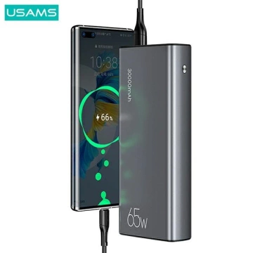 USAMS Powerbank PB59 30000mAh 65W 2xQC3.0 PD Schnellladung Czarny/Schwarz CMXLOGTC01 (US-CD165) Kabel USB-C-USB-C