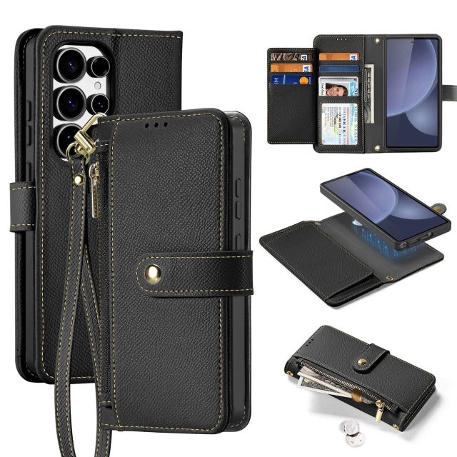 Samsung Galaxy S25 Ultra Dux Ducis Lava Lederhülle Schwarz
