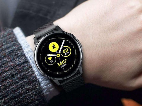 Milanese Armband Alogy Armband Edelstahl für 22mm Smartwatch Schwarz