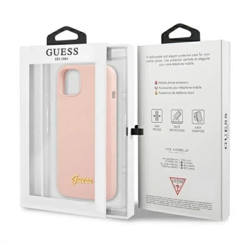 Ratet mal, GUHMP13MLSLMGLP iPhone 13 6,1" jasnoróżowy/hellrosa Hardcase Silikonschrift Gold Logo Magsafe