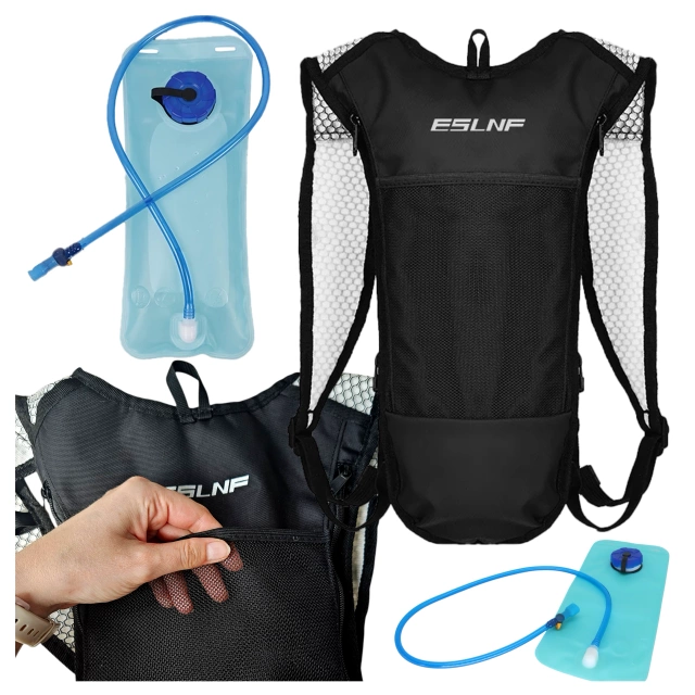 Plecak rowerowy na plecy torba z pojemnikiem bukłakiem 2L na napój dla rowerzysty kolarski do biegania Czarna