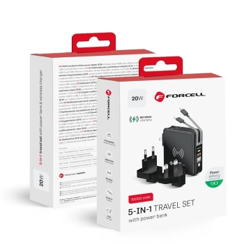 Ładowarka podróżna POWERBANK Forcell 5w1 10000mAh PD QC Wireless 