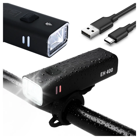 EH 400 LED-Fahrradfrontlicht, einstellbare 400 Lumen, 2000 mAh, wasserdicht, schwarz