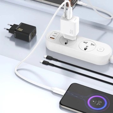 Dudao A26T 25W GaN USB-A, USB-C Ladegerät | Power Delivery, Schnellladung - Weiß