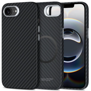 Etui MagSafe Tech-Protect Ion Carbon iPhone 16e Czarny/Srebrny